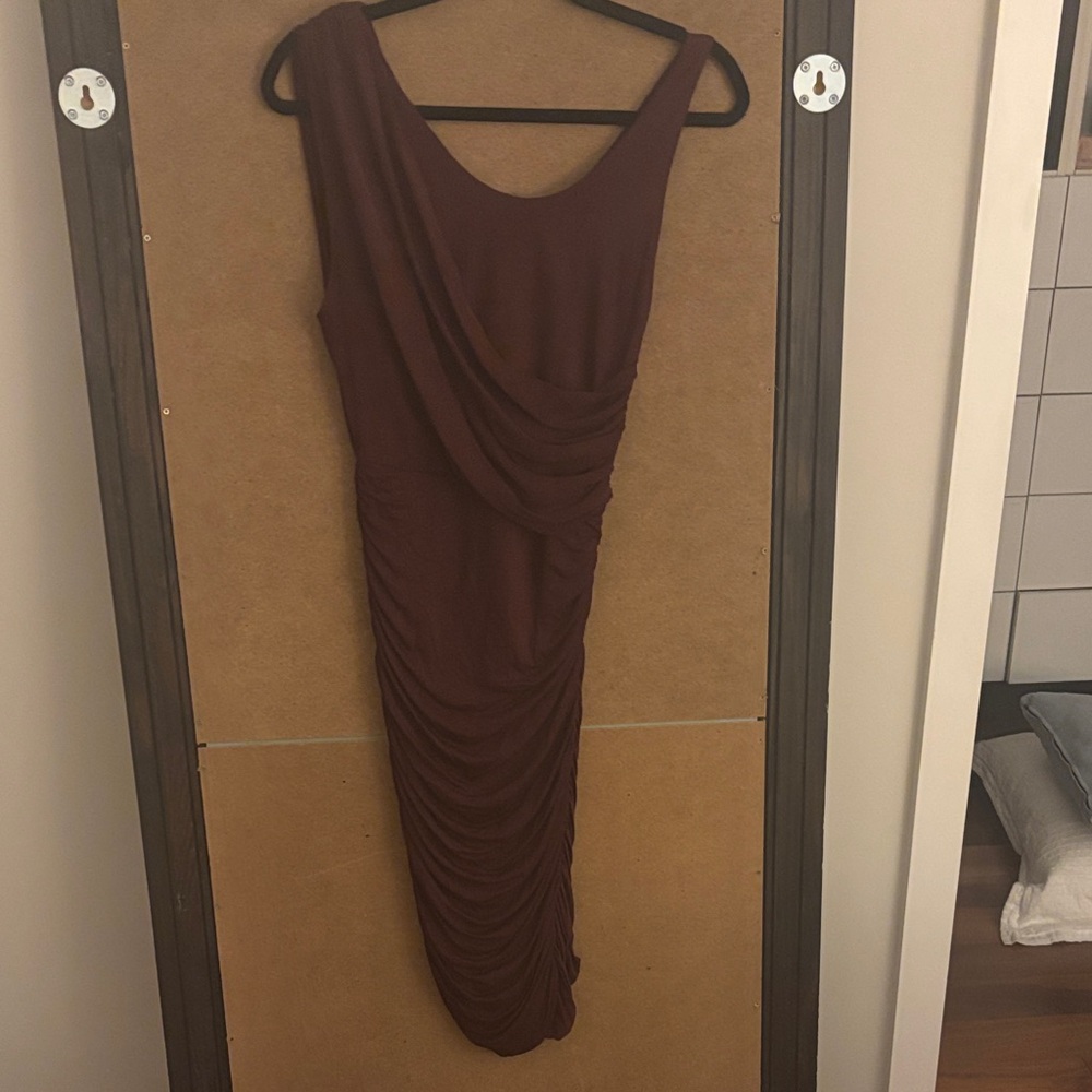 Alice + Olivia One Shoulder Brown Dress